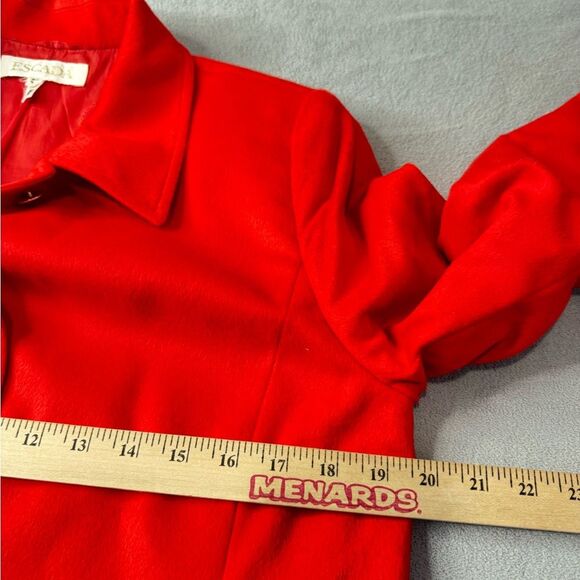 Escada Piacenza Wool Rabbit Angora Red Zip Jacket Blazer Coat Size 38 S M - Picture 4 of 16
